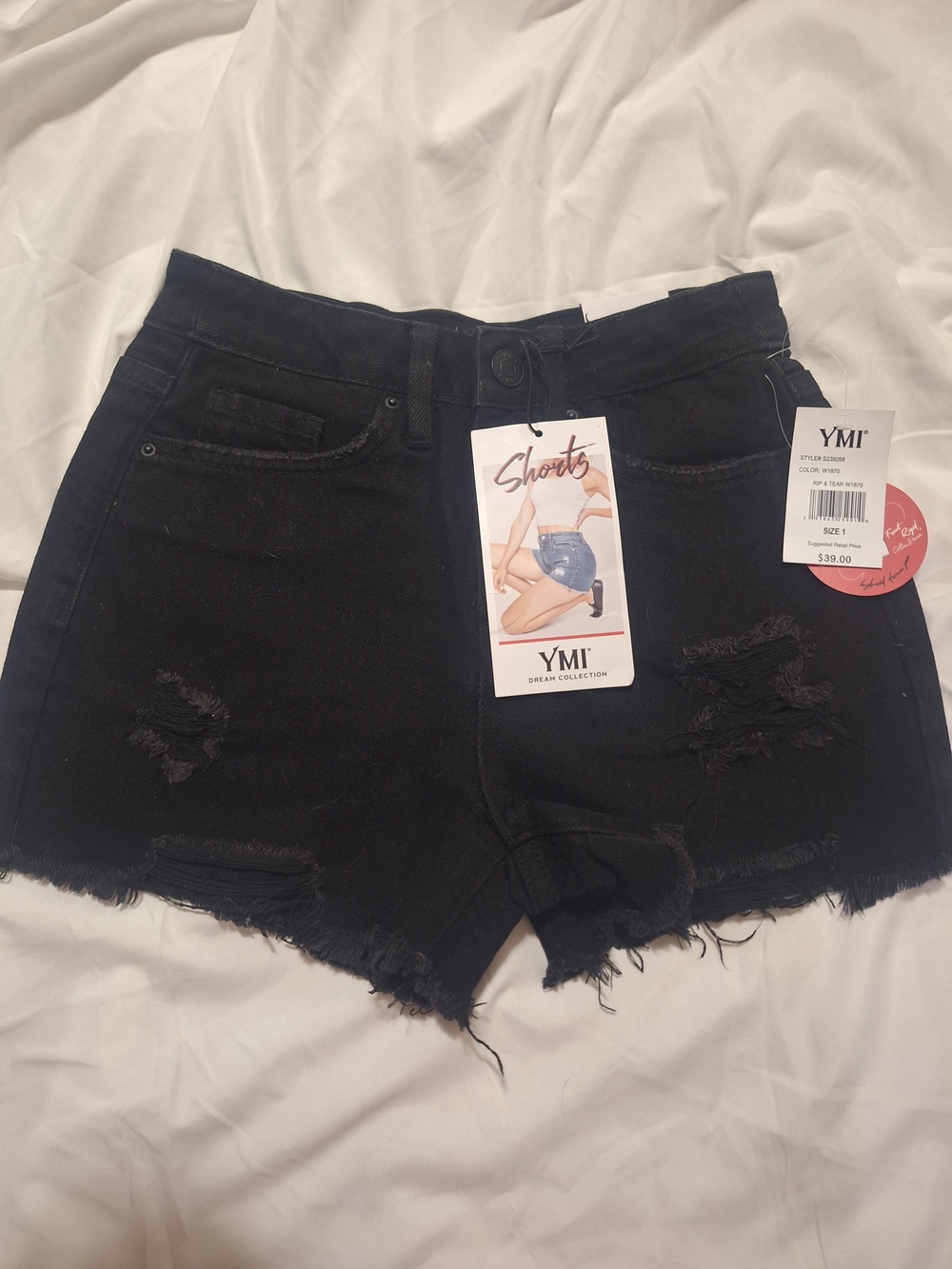 YMI Black Distressed Denim Women's Shorts